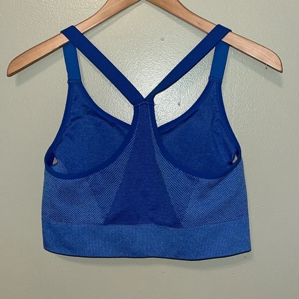Blue padded sports bra, high support, size medium/large